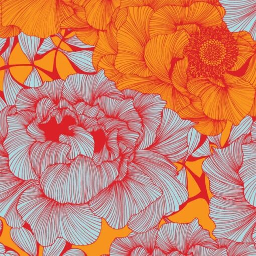 Tapeta w Kwiaty Róży w kolorze pomarańczowym