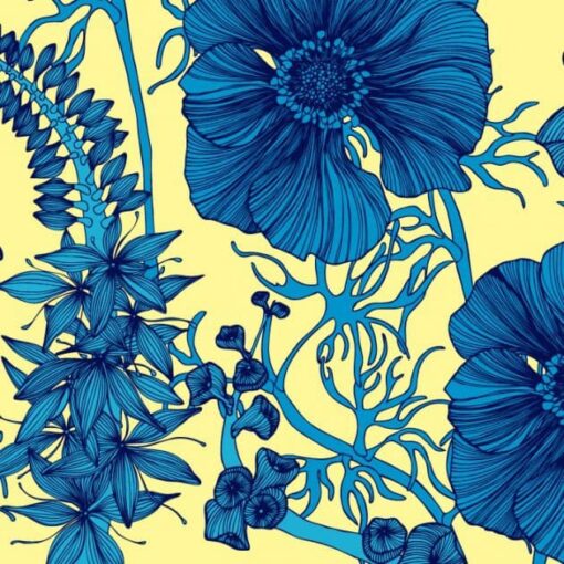 Tapeta „Letni Ogród” w kolorze ciemno niebieskim