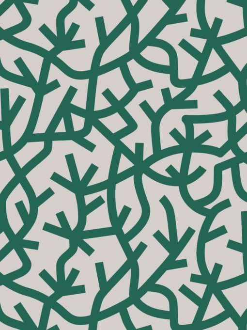 Tapeta Gałązki w kolorze szarym i zielonym