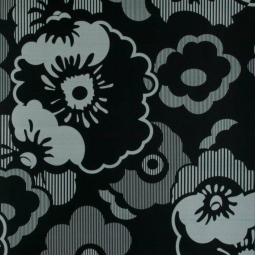 Tapeta retro kwiaty w kolorze czarno białym