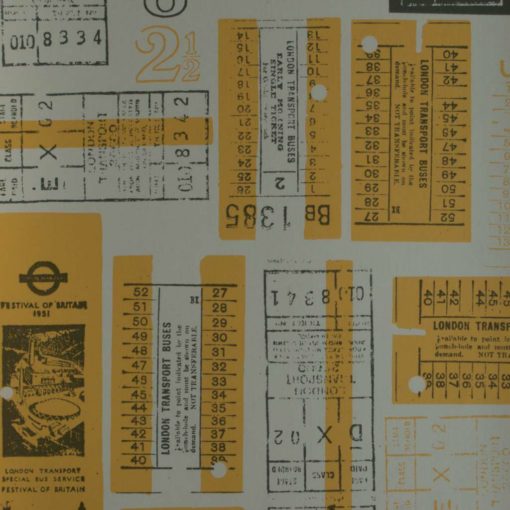 Tapeta vintage bilety w kolorze biało żółtym