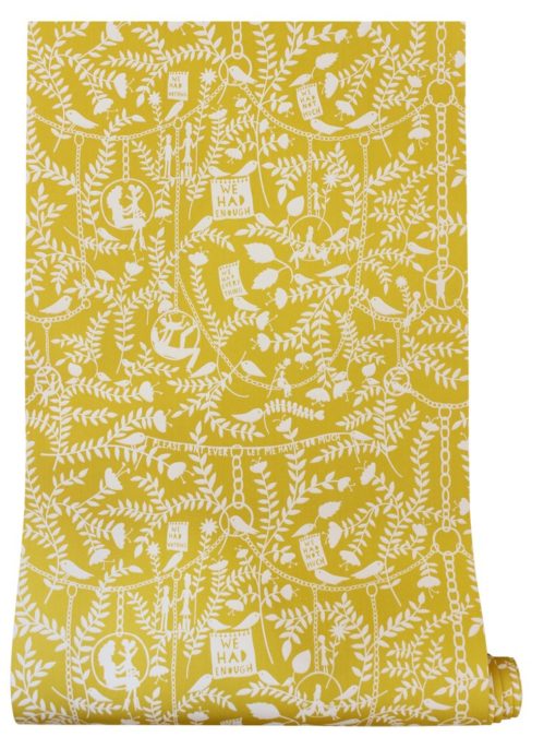 Tapeta Gałązki Girlandy w kolorze żółtym