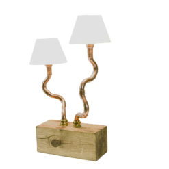 Podwójna lampa biurkowa na drewnianej podstawie LGH0210