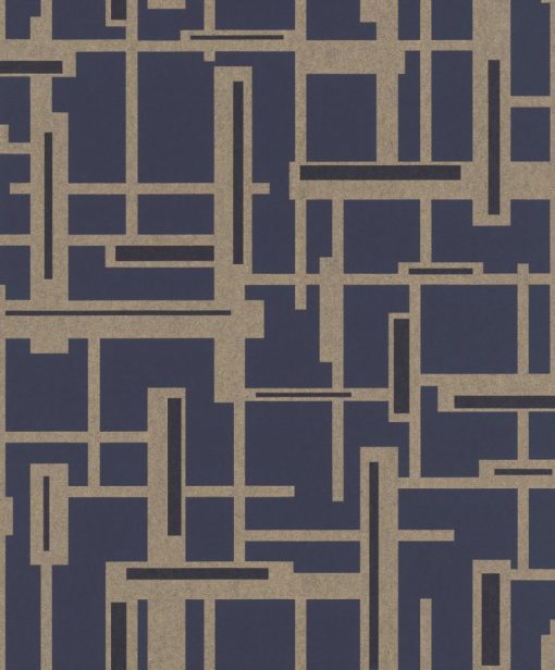 Tapeta Rasch Textil Zanzibar 290249 Composition Smoke-blue granatowa mozaika