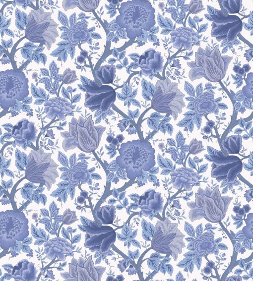 Tapeta Cole & Son The Pearwood Collection 116/4016 Midsummer Bloom niebieskie kwiaty na białym tle