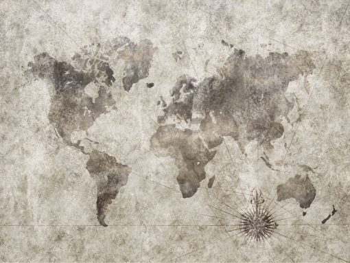 Fototapeta Wallart Grunge World Map szara mapa