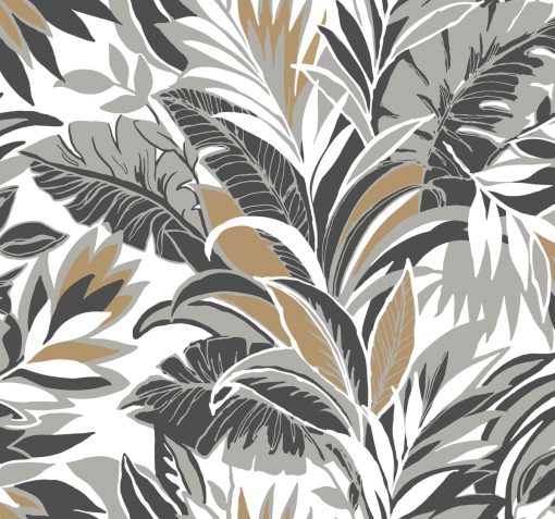 Tapeta York Wallcoverings Conservatory CY1567 Palm Silhouette biała szare liście palmy