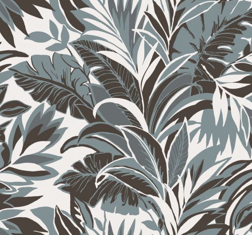 Tapeta York Wallcoverings Conservatory CY1569 Palm Silhouette niebieska liście palmy