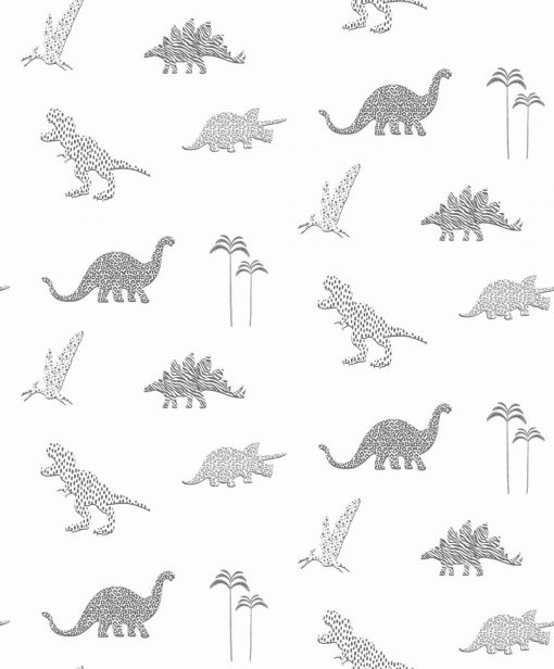 Tapeta BN Walls Doodleedo 220783 czarno biała dinozaury