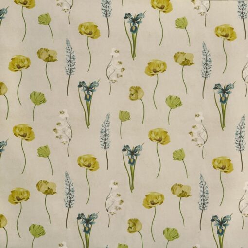 Tkanina Prestigious Textiles Grand Botanical 8689/561 Flower Press Lemon Grass beżowa kwiaty