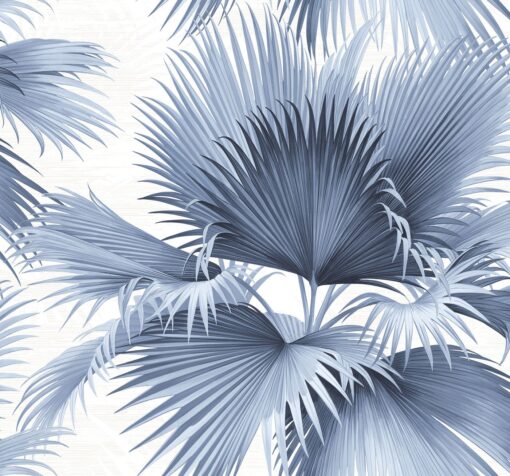Tapeta Wallquest Newport PS40102 Summer Palm biała niebieskie  liście palmy