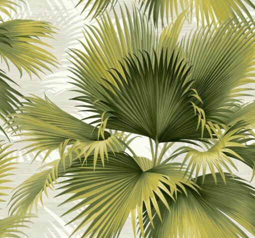 Tapeta Wallquest Newport PS40114 Summer Palm biała zielone liście palmy