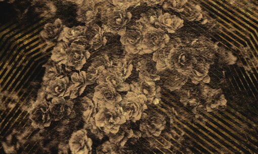 Fototapeta Skinwal Instant Crush 101 B czarna w złote kwiaty