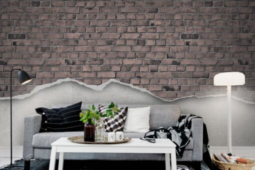 Fototapeta Rebel Walls Well-Worn Brick Wall  old style R12223 czarna cegła