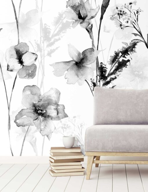 Fototapeta Feathr Love in Provence Monochrome biała czarne kwiaty