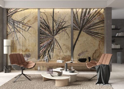 Panel szklany dekoracyjny Tecnografica Pangea 3 beżowy liście palmy