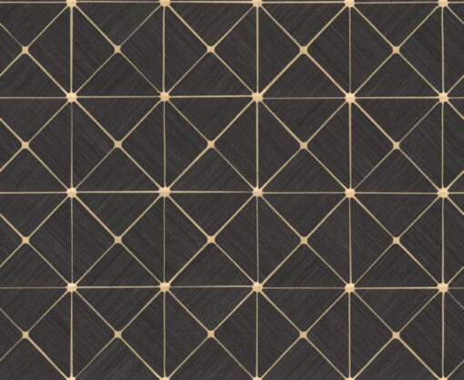Tapeta York Wallcoverings Geometric GM7507 czarna złote linie