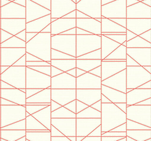 Tapeta York Wallcoverings Geometric GM7548 biała czerwone linie
