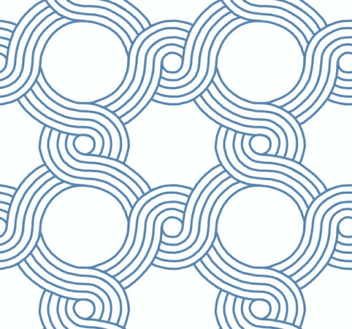 Tapeta York Wallcoverings Geometric GM7594 biała niebieska plecionka