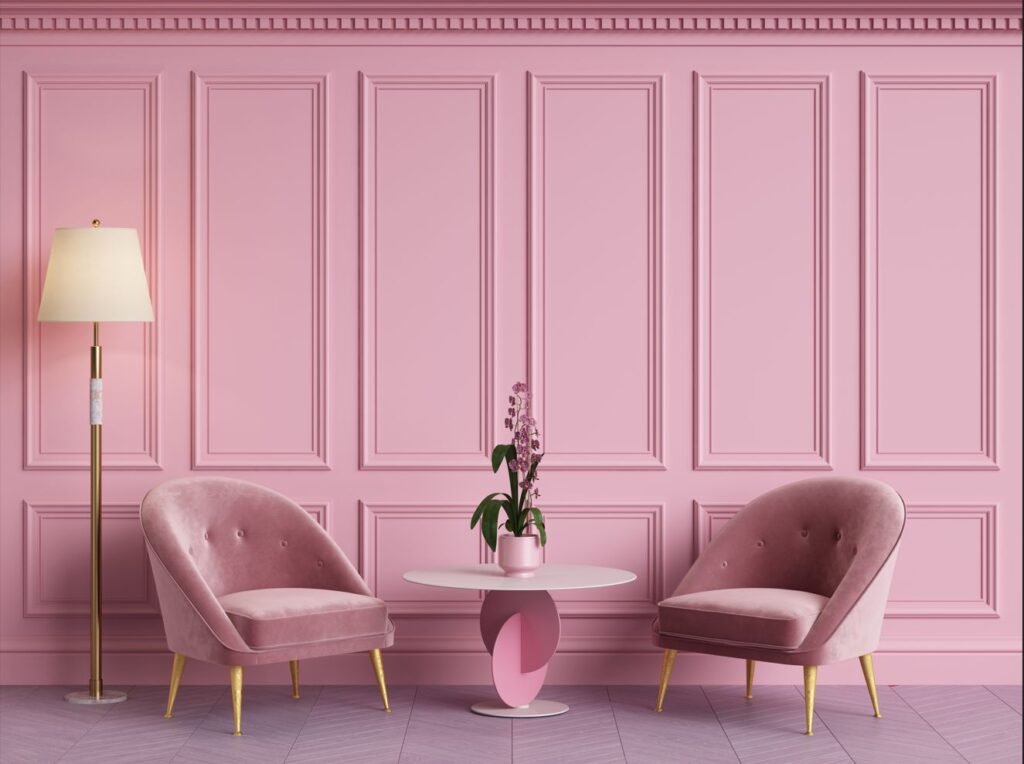 barbie różowy salon różowa sztukateria różowe fotele