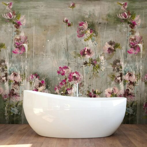Fototapeta Wallart Malva kwiaty łazienka