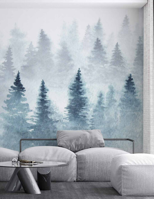 salon biała Fototapeta PaperMint Winter Forest las we mgle