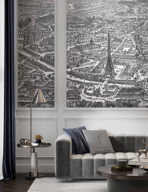 salon czarno biała Fototapeta PaperMint Tour Eiffel anthracite Paryż
