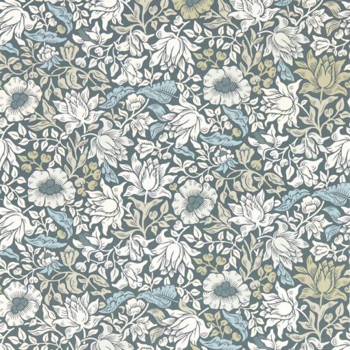 Tapeta Clarke & Clarke William Morris Designs W0173/01 Malow slate/dove kwiaty