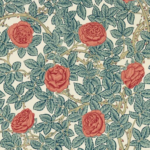 Tapeta Morris & Co. Emery’s Walkers House Collection 217206 Rambling Rose Blue Spring Ticket kwiaty róże