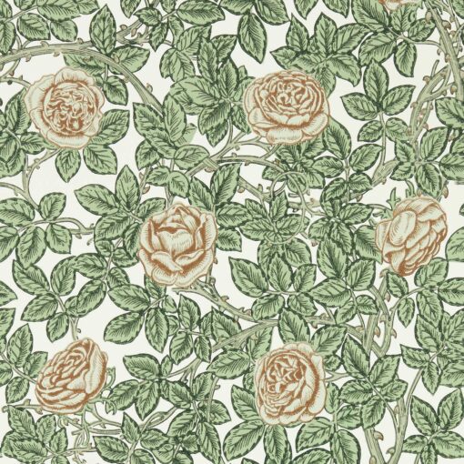 Tapeta Morris & Co. Emery’s Walkers House Collection 217208 Rambling Rose Leafy Arbour Pearwood kwiaty róże