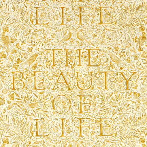 Tapeta Morris & Co. Emery’s Walkers House Collection 217191 The Beauty of Life  Indigo napisy rośliny