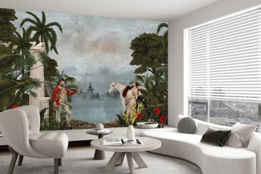 salon kolorowa Fototapeta Wall’n Love Oasis 88000 krajobraz dżungla