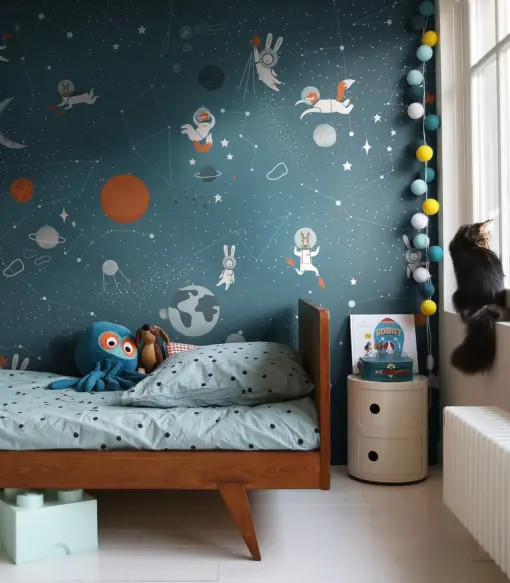 Fototapeta dla dziecka  Wallcolors Kids World TAB-4256 Animals in Cosmos Orange kosmos