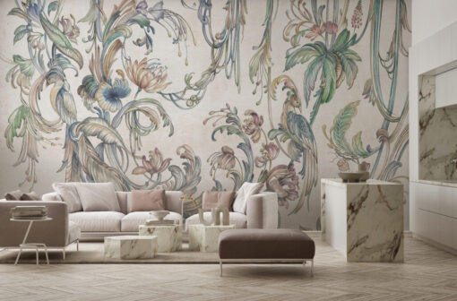Tapeta klasyczna kwiaty pawie Walltime Magnifico 1511w1
