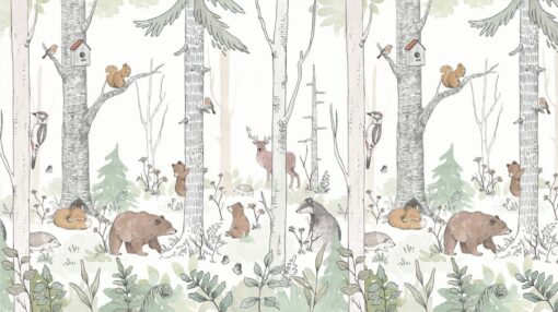 Tapeta las i zwierzęta leśne Wallkids  0710w2  Forest Mural 1.0