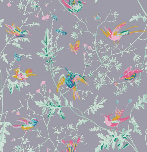 Tkanina jedwabna rośliny ptaki Cole & Son Collection of Hummingbirds F125/1002 Hummingbirds 100% Silk