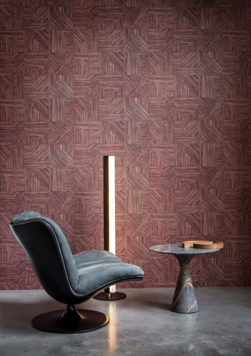 salon bordowa Tapeta geometryczna 3d Arte Tangram 24080 Splice Rhubarb