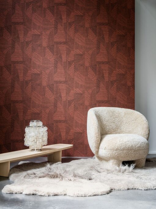 salon brązowa bordowa Tapeta geometryczna 3d Arte Tangram 24000 Caprice Coral