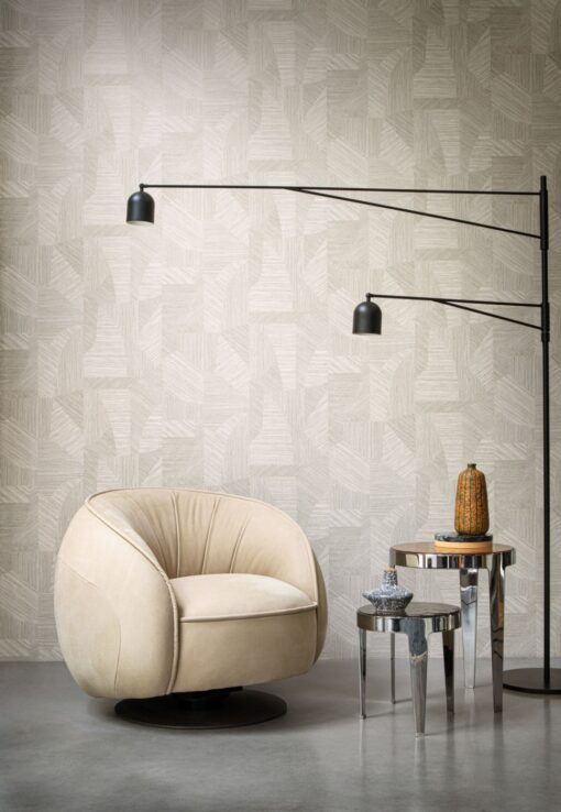 salon biała Tapeta geometryczna 3d Arte Tangram 24002 Caprice Ochre